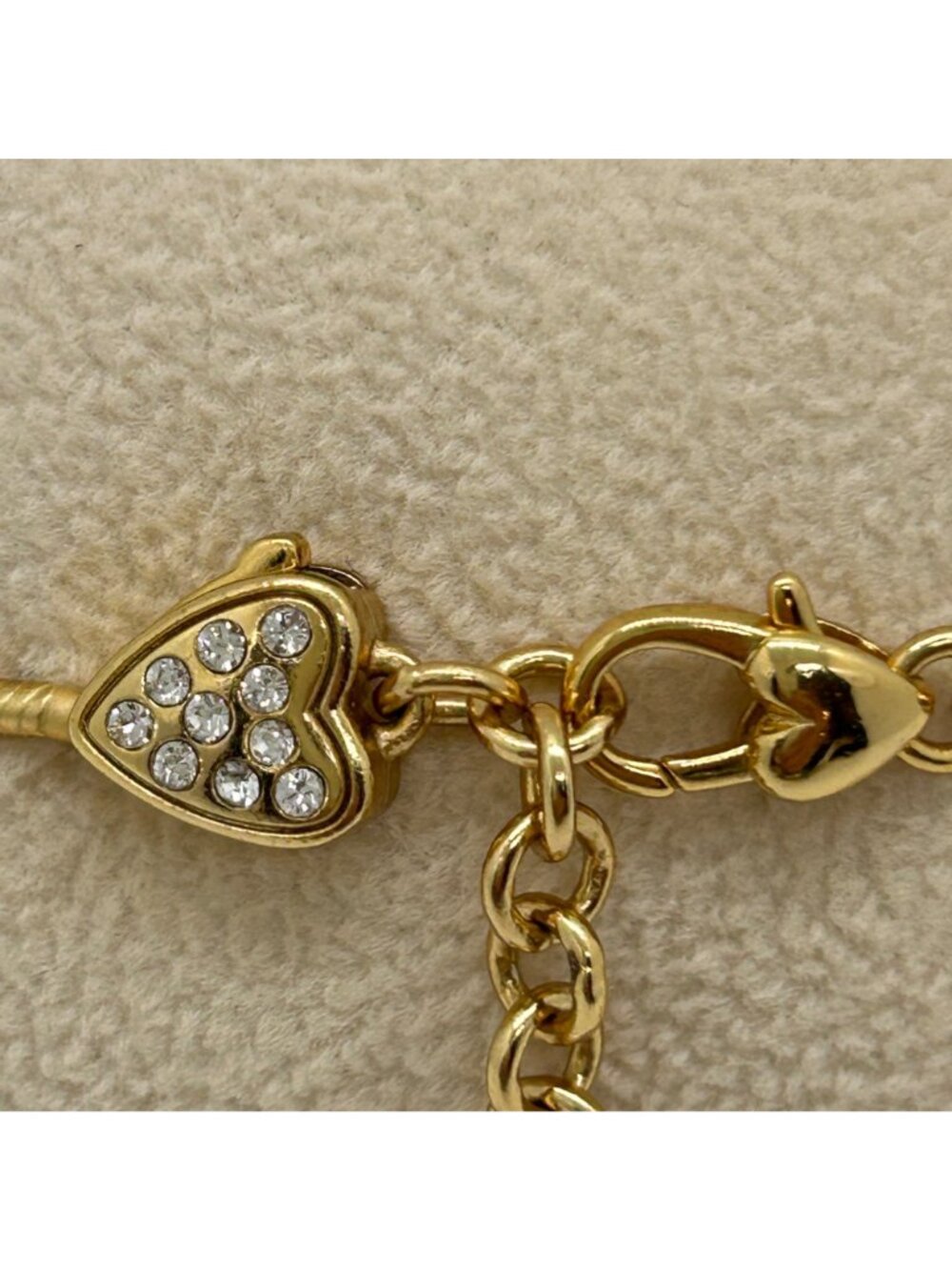 Brighton Gold Heart Crystal Charm Bracelet Snake Chain Jewelry Adjustable 7-8" - Picture 2 of 14